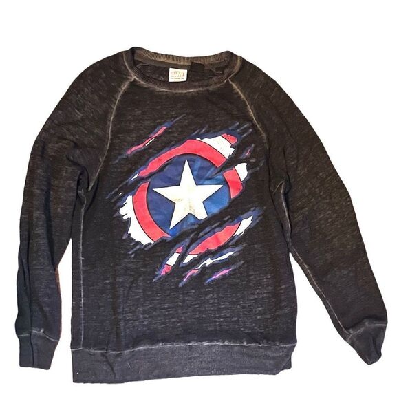 MARVEL CAPTAIN AMERICA CREW PULLOVER SWEATER YOUTH M - Picture 1 of 5